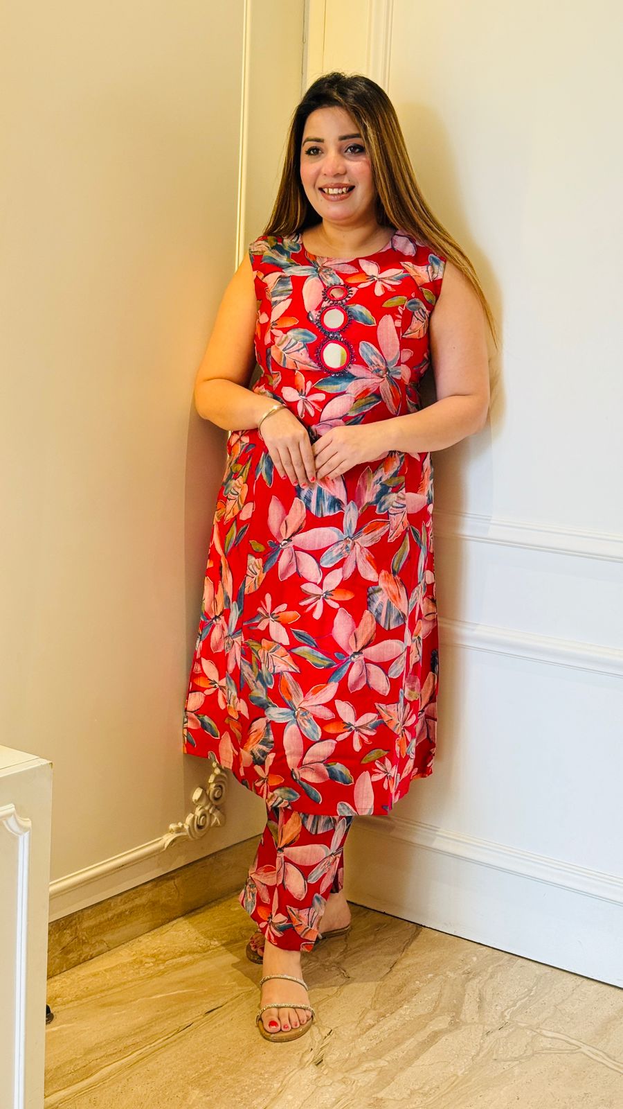 Aira Cotton Printed A-Line- Pink, Red, Navy, Purple, Blue, Yellow